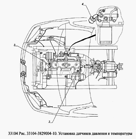 Установка датчиков давления и температуры ГАЗ-33104 Валдай Евро 3